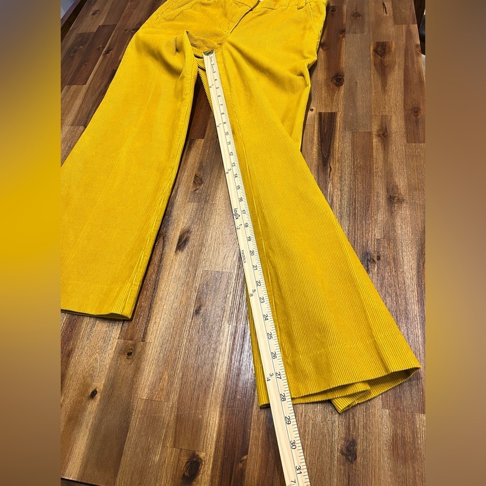 J Crew Retro Mid Rise City Fit Corduroy Pants Trousers Gold Flare Mustard size 2 - Picture 4 of 7